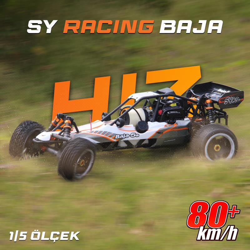 SY RACING 1/5 Baja 5B 30.5CC RTR Kurşunsuz Benzinli Uzaktan Kumandalı RC Arazi Model Araba 80+kmh 75CM Uzunluk Offroad Turuncu (Kullanıma Hazır) SYRACING/BAJA5B-TURUNCU