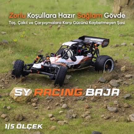 SY RACING 1/5 Baja 5B 30.5CC RTR Kurşunsuz Benzinli Uzaktan Kumandalı RC Arazi Model Araba 80+kmh 75CM Uzunluk Offroad Turuncu (Kullanıma Hazır) SYRACING/BAJA5B-TURUNCU - Thumbnail