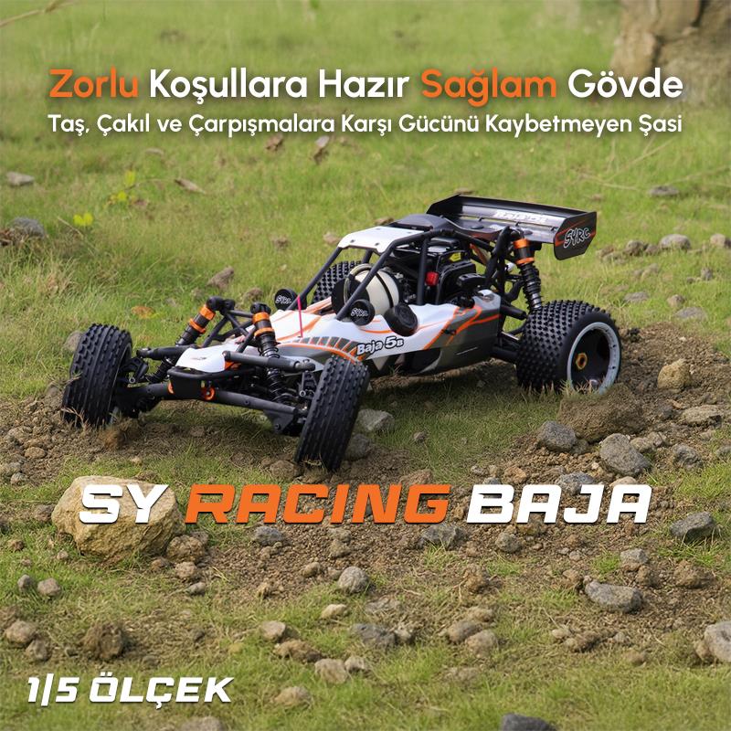 SY RACING 1/5 Baja 5B 30.5CC RTR Kurşunsuz Benzinli Uzaktan Kumandalı RC Arazi Model Araba 80+kmh 75CM Uzunluk Offroad Turuncu (Kullanıma Hazır) SYRACING/BAJA5B-TURUNCU
