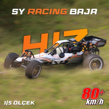 SY RACING 1/5 Baja 5B 30.5CC RTR Kurşunsuz Benzinli Uzaktan Kumandalı RC Arazi Model Araba 80+kmh 75CM Uzunluk Offroad Turuncu (Kullanıma Hazır) SYRACING/BAJA5B-TURUNCU - Thumbnail