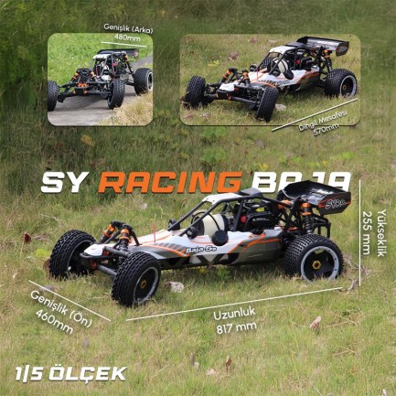 SY RACING 1/5 Baja 5B 30.5CC RTR Kurşunsuz Benzinli Uzaktan Kumandalı RC Arazi Model Araba 80+kmh 75CM Uzunluk Offroad Turuncu (Kullanıma Hazır) SYRACING/BAJA5B-TURUNCU - Thumbnail