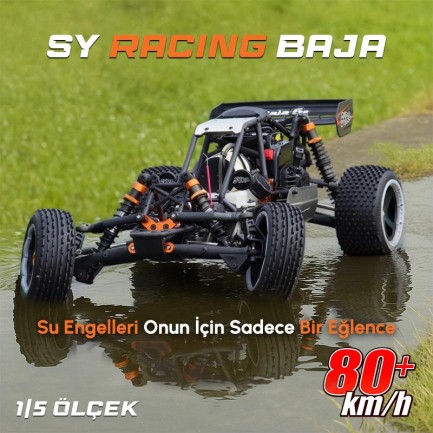 SY RACING 1/5 Baja 5B 30.5CC RTR Kurşunsuz Benzinli Uzaktan Kumandalı RC Arazi Model Araba 80+kmh 75CM Uzunluk Offroad Turuncu (Kullanıma Hazır) SYRACING/BAJA5B-TURUNCU - Thumbnail