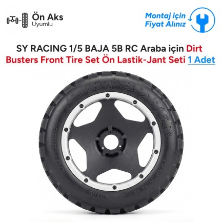 SY RACING - SY RACING 1/5 BAJA 5B RC Araba İçin Dirt Busters Front Tire Set Ön Lastik-Jant Seti 1 Adet 59001 (Teknik Servis Ürünüdür-Montaj İçin Fiyat Alınız)