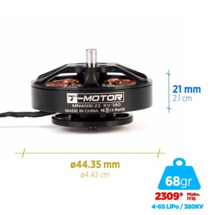 T-MOTOR - T-Motor MN4006 380KV Antigravity Outrunner Brushless Fırçasız Brushless Fırçasız UAV Motor Multikopter Multi-rotor Quadcopter Hexacopter Drone Motoru 2 Adet