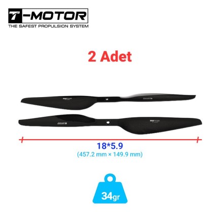 T-MOTOR - T-motor G Serisi G18x5.9 18x5.9 Glossy Karbon Fiber Pervane UAV VTOL Multirotor Multikopter Quadcopter Hexacopter Drone Propellers 2 Adet (1xCW/1xCCW)