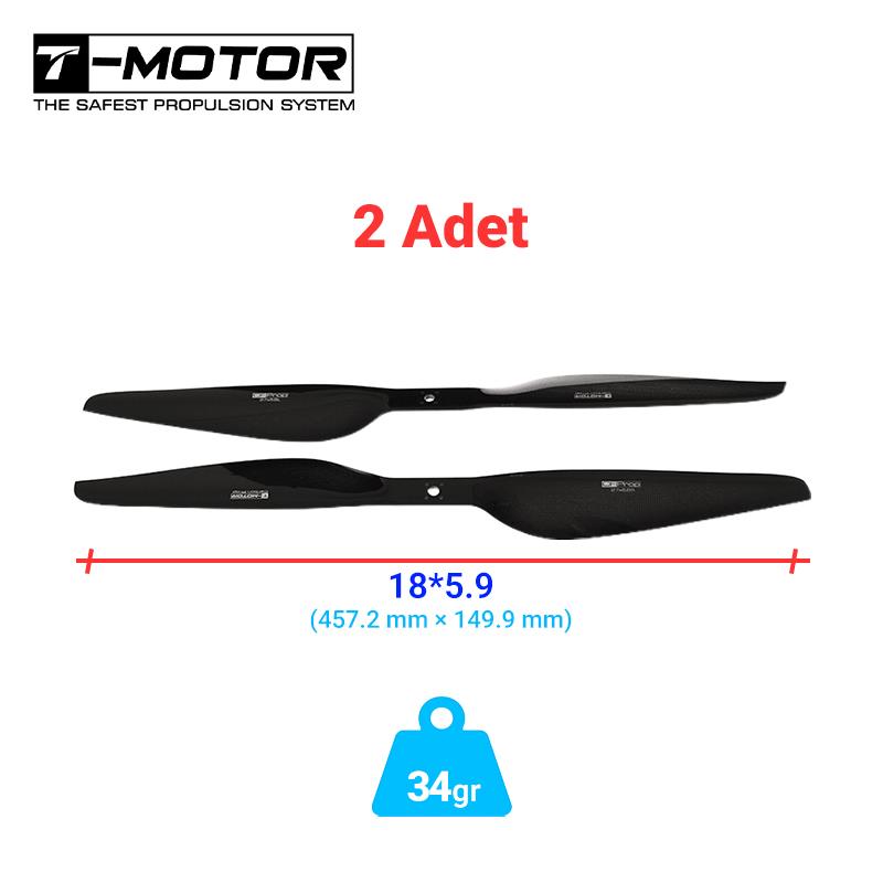 T-motor G Serisi G18x5.9 18x5.9 Glossy Karbon Fiber Pervane UAV VTOL Multirotor Multikopter Quadcopter Hexacopter Drone Propellers 2 Adet (1xCW/1xCCW)