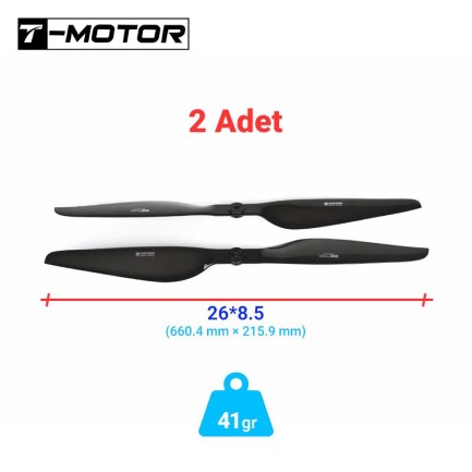 T-MOTOR - T-motor G Serisi G26x8.5 26x8.5 Glossy Karbon Fiber Pervane UAV VTOL Multirotor Multikopter Quadcopter Hexacopter Drone Propellers 2 Adet (1xCW/1xCCW)