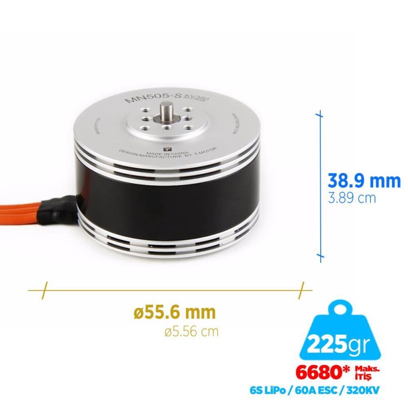 T-Motor MN505-S 320KV Brushless Fırçasız UAV Motor VTOL Multikopter Multi-rotor Quadcopter Hexacopter Drone Motoru