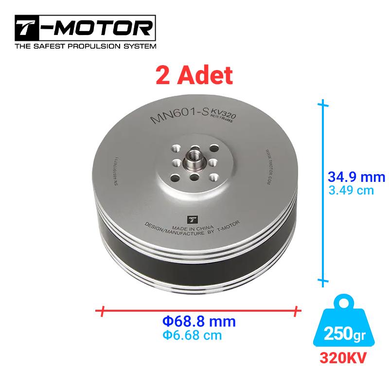 T-Motor MN601-S 320KV Brushless Fırçasız UAV Motor VTOL Multikopter Multi-rotor Quadcopter Hexacopter Drone Motoru (2Adet)