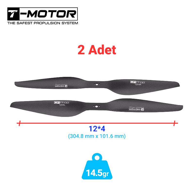 T-Motor P Serisi P12x4 12x4 Inch Polished Karbon Fiber Pervane UAV VTOL Multirotor Multikopter Quadcopter Hexacopter Drone Propellers 2 Adet (1xCW/1xCCW)