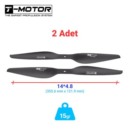 T-MOTOR - T-motor P Serisi P14X4.8 14X4.8 Polished Karbon Fiber Pervane UAV VTOL Multirotor Multikopter Quadcopter Hexacopter Drone Propellers 2 Adet (1xCW/1xCCW)