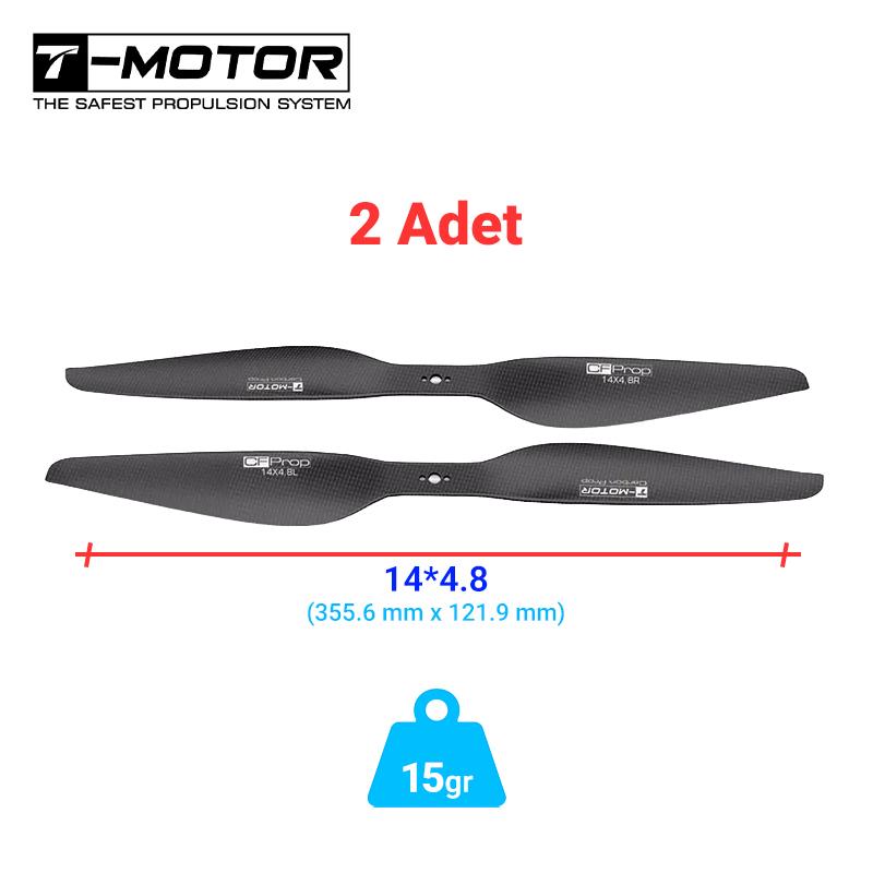 T-motor P Serisi P14X4.8 14X4.8 Polished Karbon Fiber Pervane UAV VTOL Multirotor Multikopter Quadcopter Hexacopter Drone Propellers 2 Adet (1xCW/1xCCW)