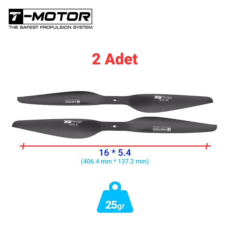 T-Motor P Serisi P16x5.4 16x5.4 Inch Polished Karbon Fiber Pervane UAV VTOL Multirotor Multikopter Quadcopter Hexacopter Drone Propellers 2 Adet (1xCW/1xCCW)