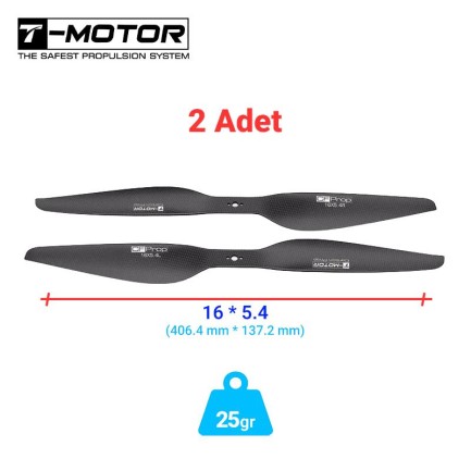 T-MOTOR - T-Motor P Serisi P16x5.4 16x5.4 Inch Polished Karbon Fiber Pervane UAV VTOL Multirotor Multikopter Quadcopter Hexacopter Drone Propellers 2 Adet (1xCW/1xCCW)