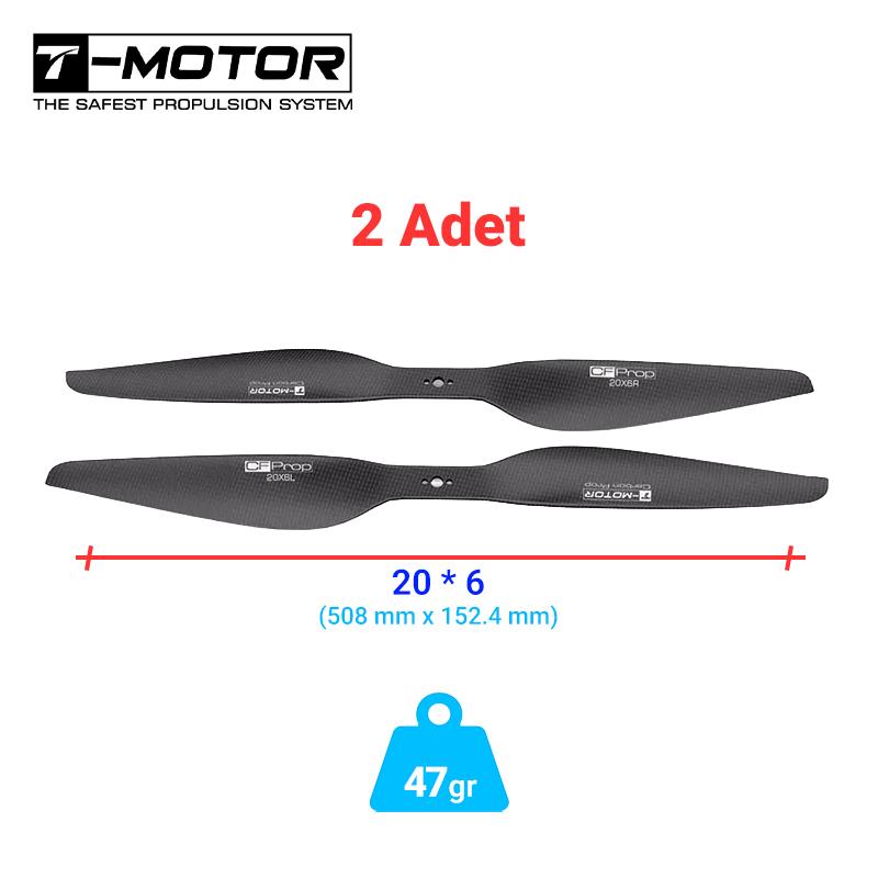 T-Motor P Serisi P20x6 20x6 Inch Polished Karbon Fiber Pervane UAV VTOL Multirotor Multikopter Quadcopter Hexacopter Drone Propellers 2 Adet (1xCW/1xCCW)