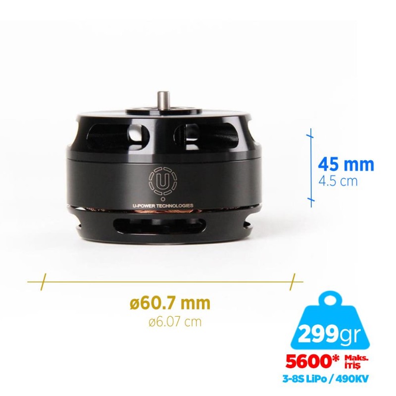 T-Motor U Power Type U U7 V2.0 490KV Brushless Fırçasız UAV Motor Multikopter Multi-rotor Quadcopter Hexacopter Drone Motoru