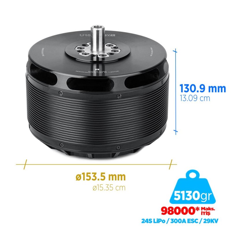 T-Motor U Power Type U15XXL 29KV Brushless Fırçasız Motor Multikopter Multirotor Quadcopter Hexacopter Drone Motoru