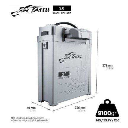 TATTU - Tattu 3.0 14S 28000mAh 53.2V 25C HV Lityum Polimer Li-Po Lipo Batarya Drone Pil