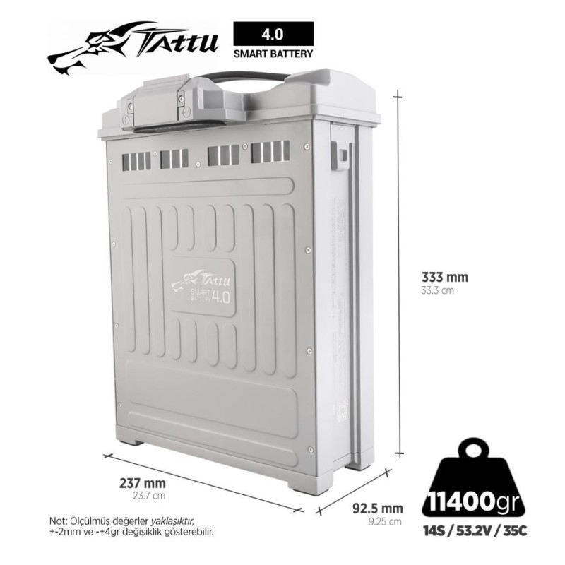 Tattu 4.0 14S 30000 mAh HV 35C 53.2V Lityum Polimer Li-Po Lipo Smart Batarya Drone Pil