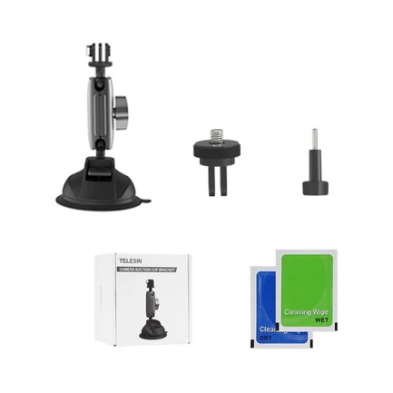 TELESIN Aksiyon Kamera Suction Cup Alüminyum Alaşımlı Üst Kalite Vakumlu Vantuz Bağlantı Parçası ( GoPro Hero12 , Hero11,Hero10,Hero9 Black ,Insta360 ) - Thumbnail
