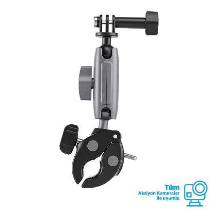 TELESIN - TELESIN Alüminyum Alaşımlı Açılı Handlebar Mount ( GoPro Hero11 Black / Hero10 Black / Hero9 Black / Hero8 / Insta360 / Sjcam / Osmo Action )