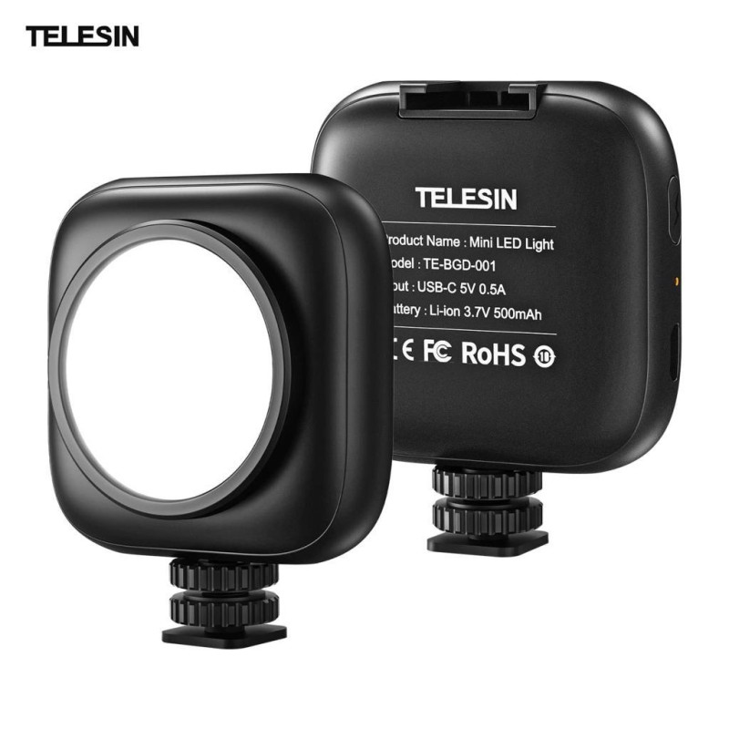 TELESIN Dahili Bataryalı Mini LED Selfie VLOG Işık Seti 120° Aydınlatma Açılı & Tripod Yuvalı