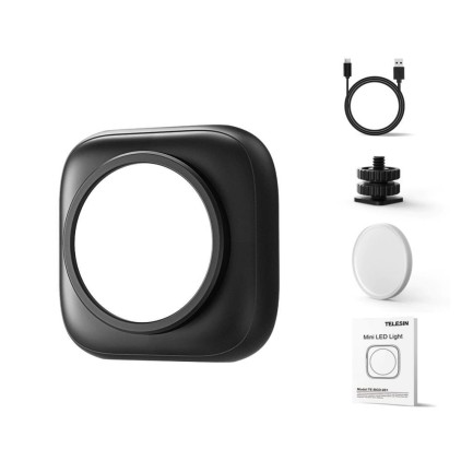 TELESIN Dahili Bataryalı Mini LED Selfie VLOG Işık Seti 120° Aydınlatma Açılı & Tripod Yuvalı - Thumbnail
