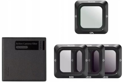 TELESIN DJI Action 2 Aksiyon Kamerası İçin CPL / ND8 / ND16 / ND32 4 Lü Magnetic Kamera Lens Filtre Seti - Neutral Density - Polarize - Thumbnail