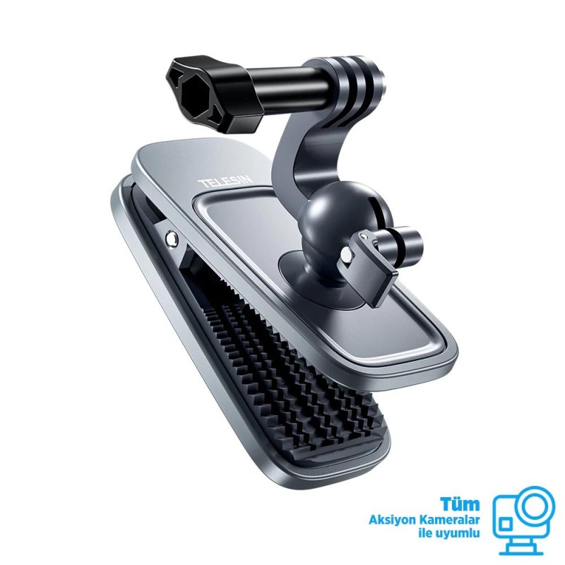 TELESIN GoPro İçin Manyetik 360 Derece Çanta ve Sırt Çantası Klipsi ( GoPro Hero11 Black / Hero10 Black / Hero9 Black / Hero8 Black / Insta360 / Sjcam / Osmo Action )