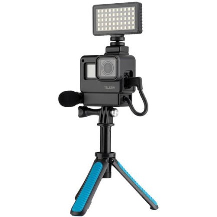 TELESIN Mini Led 350 Lümen Dahili Bataryalı Selfie VLOG Video Alüminyum Işık Seti 120° Aydınlatma Açılı & Tripod Yuvalı - Thumbnail