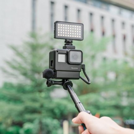 TELESIN Mini Led 350 Lümen Dahili Bataryalı Selfie VLOG Video Alüminyum Işık Seti 120° Aydınlatma Açılı & Tripod Yuvalı - Thumbnail