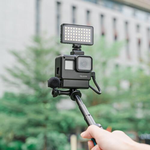 TELESIN Mini Led 350 Lümen Dahili Bataryalı Selfie VLOG Video Alüminyum Işık Seti 120° Aydınlatma Açılı & Tripod Yuvalı