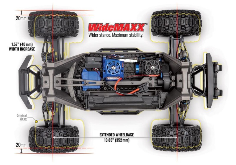 Traxxas Maxx WideMaxx 4X4 VXL 4WD Brushless RTR 1/10 Monster Truck TQi & TSM Elektrikli Rc Model Araba Kırmızı (Genişletilmiş Yeni Versiyon)