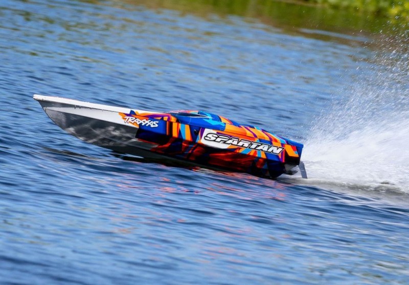 Traxxas Spartan Tekne 6S High Performance Race Boat RTR TQi & TSM Turuncu-Mavi