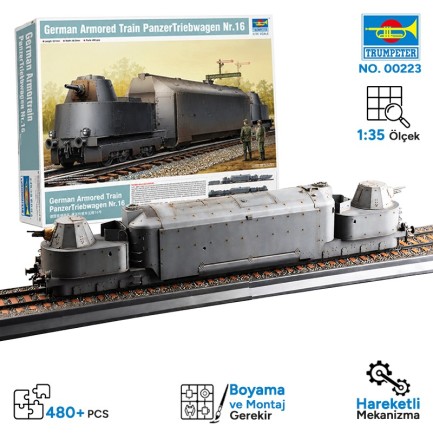 Trumpeter - Trumpeter 00223 German Armored Train PanzerTriebwagen Nr.16 Maket Model Kit