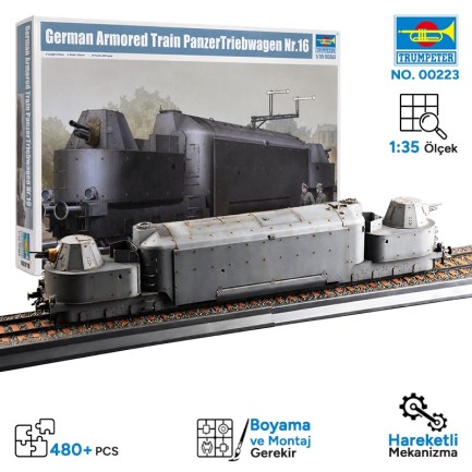Trumpeter - Trumpeter 00223 German Armored Train PanzerTriebwagen Nr.16 Maket Model Kit