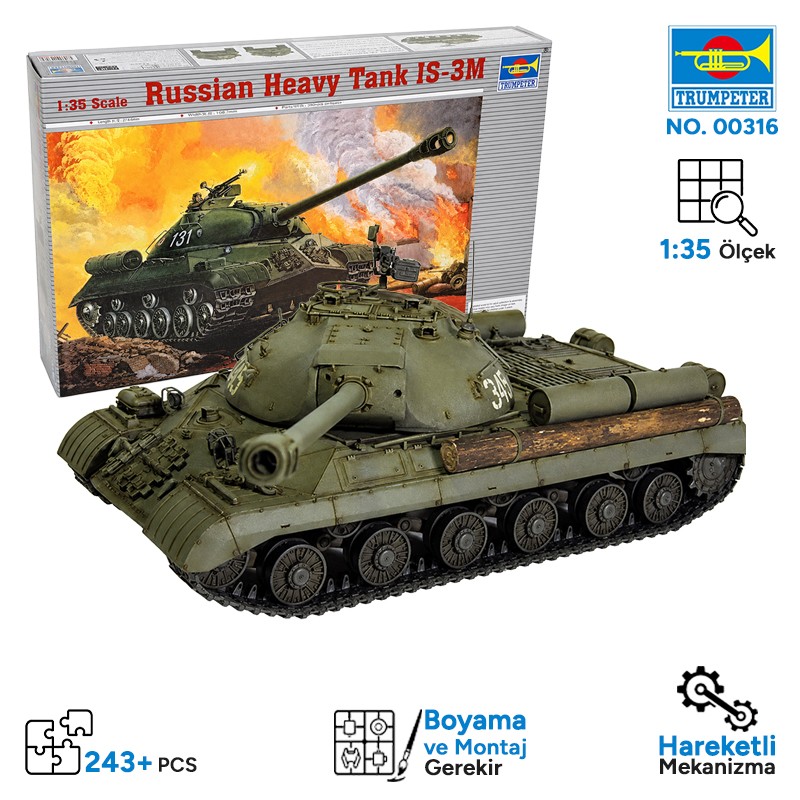 Trumpeter 00316 Armor-Russian Heavy Tank IS-3M Maket Model Kit