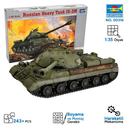 Trumpeter - Trumpeter 00316 Armor-Russian Heavy Tank IS-3M Maket Model Kit