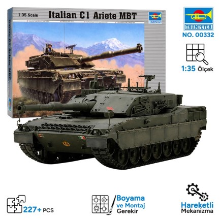 Trumpeter - Trumpeter 00332 Armor-Italian C-1 Ariete MBT Maket Model Kit