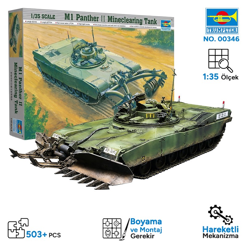 Trumpeter 00346 Armor-M1 Panther II Mineclearing Maket Model Kit