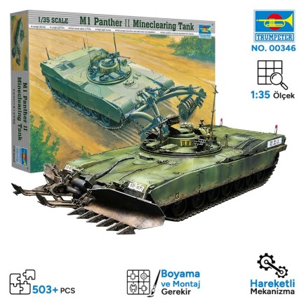 Trumpeter - Trumpeter 00346 Armor-M1 Panther II Mineclearing Maket Model Kit