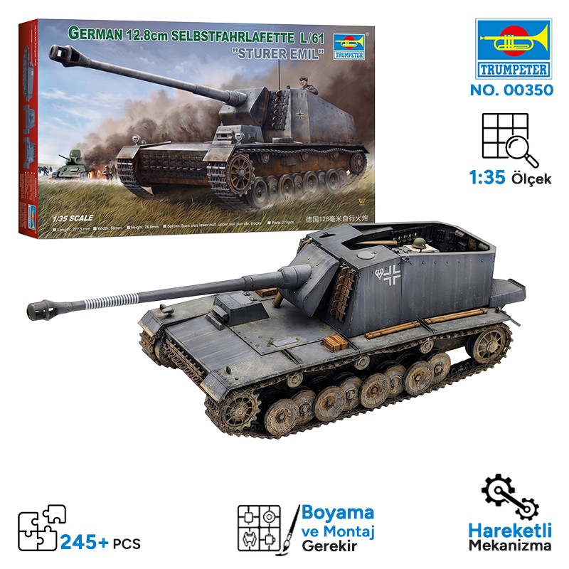 Trumpeter 00350 German12.8cm selbstfahrlafetteL/61 Maket Model Kit