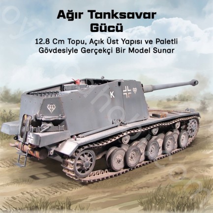 Trumpeter 00350 German12.8cm selbstfahrlafetteL/61 Maket Model Kit - Thumbnail