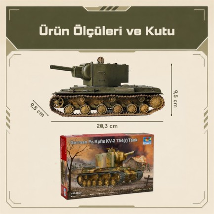 Trumpeter 00367 German Pz.Kpfm KV-2 754(r) Tank Maket Model Kit - Thumbnail
