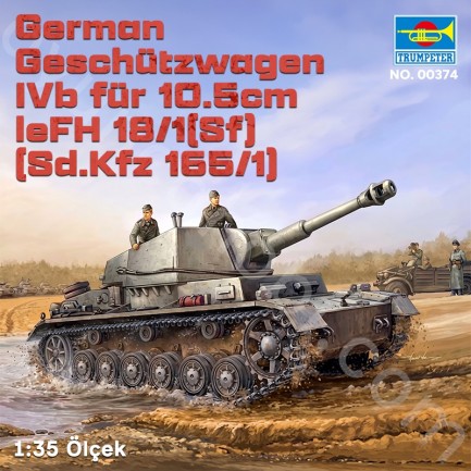 Trumpeter 00374 German Geschützwagen IVb für 10.5cm leFH 18/1(Sf) (Sd.Kfz 165/1) Maket Model Kit - Thumbnail