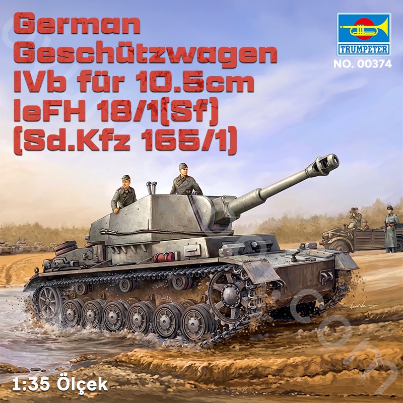 Trumpeter 00374 German Geschützwagen IVb für 10.5cm leFH 18/1(Sf) (Sd.Kfz 165/1) Maket Model Kit