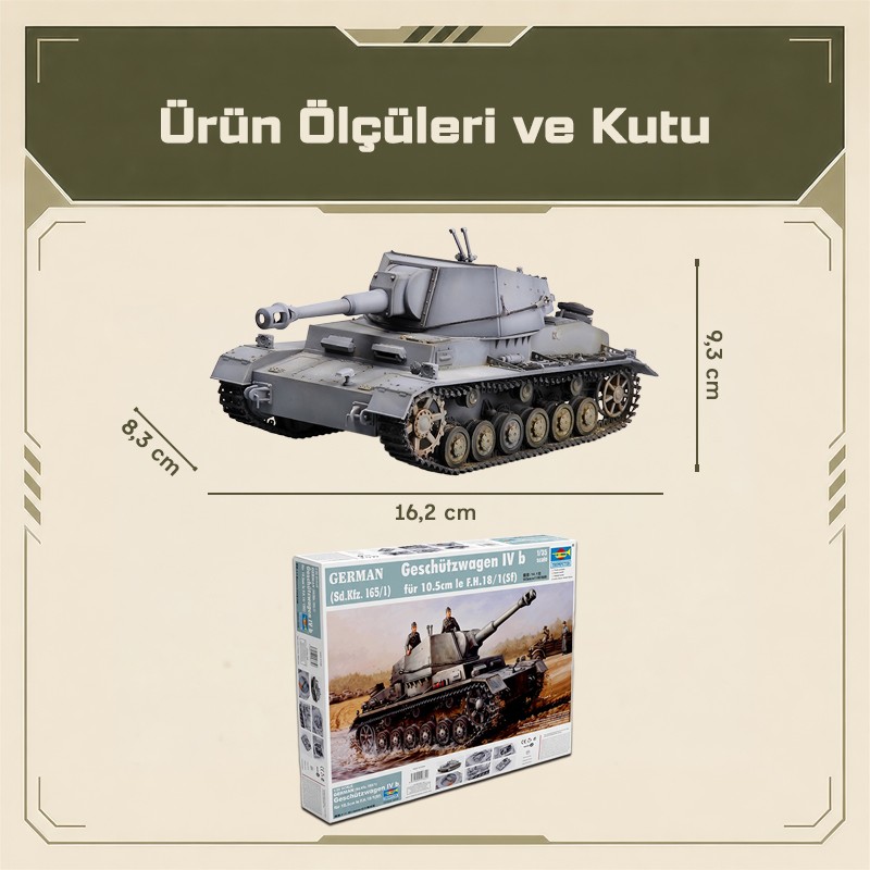 Trumpeter 00374 German Geschützwagen IVb für 10.5cm leFH 18/1(Sf) (Sd.Kfz 165/1) Maket Model Kit