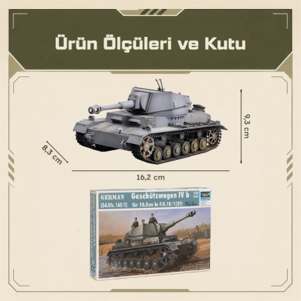 Trumpeter 00374 German Geschützwagen IVb für 10.5cm leFH 18/1(Sf) (Sd.Kfz 165/1) Maket Model Kit - Thumbnail