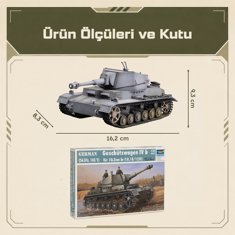 Trumpeter 00374 German Geschützwagen IVb für 10.5cm leFH 18/1(Sf) (Sd.Kfz 165/1) Maket Model Kit
