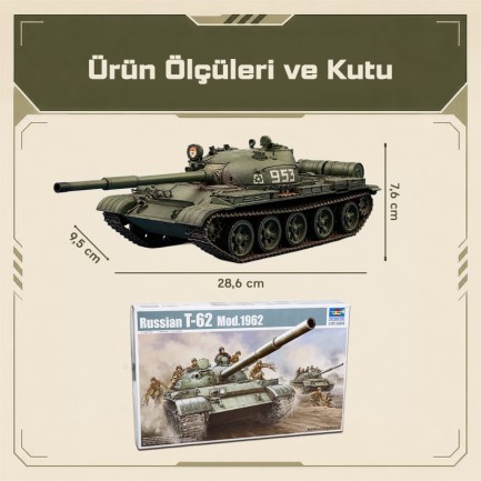 Trumpeter 00376 T-62 Main Battle Tank Mod.1962 Maket Model Kit - Thumbnail